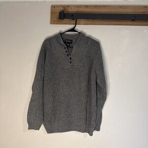 Vintage Eddie Bauer Pullover Sweater Thick Henley All Cotton Gray Men's XLT